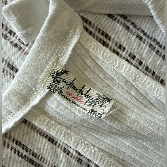 Free People White Ribbed V-Neck Bodysuit - Picture 3 of 6